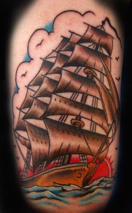 Sailor Jerry Style Ship by Zachariah Bowden