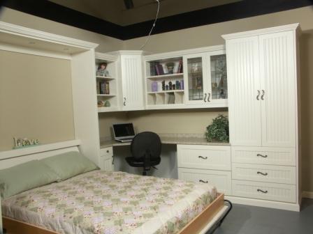 Painted full size home office with "bead board" raised panels