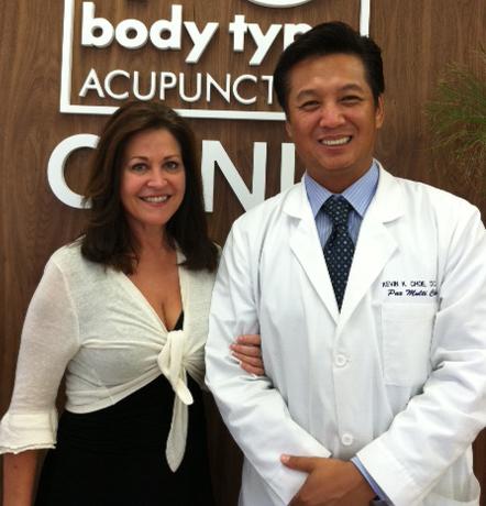 Actress Sandra Staggs and Dr. Kevin K. Choe at 10 body type Acupuncture Clinic