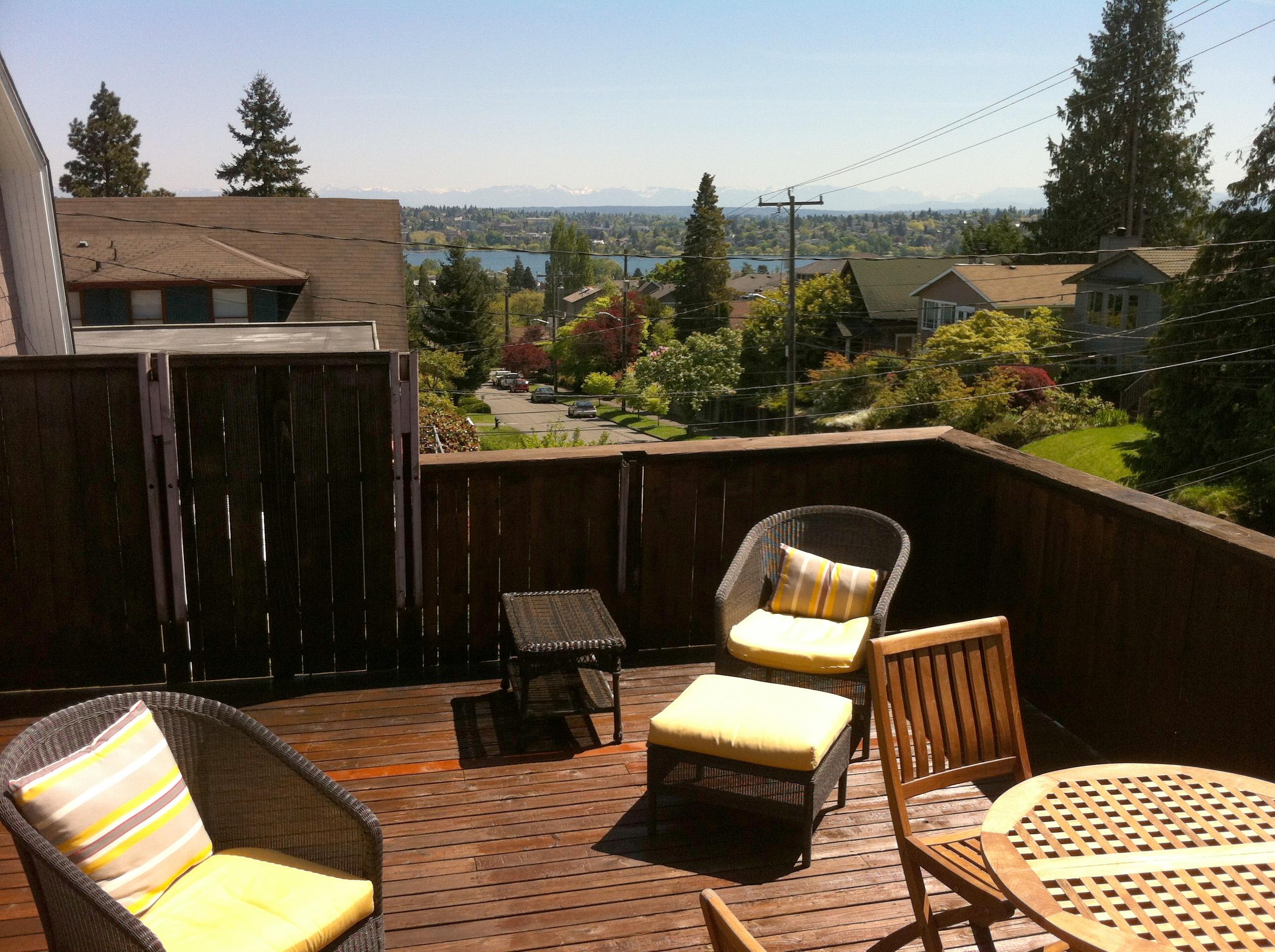 Deck with view of Greenlake off our offices.  Inspiration for creative thinking!