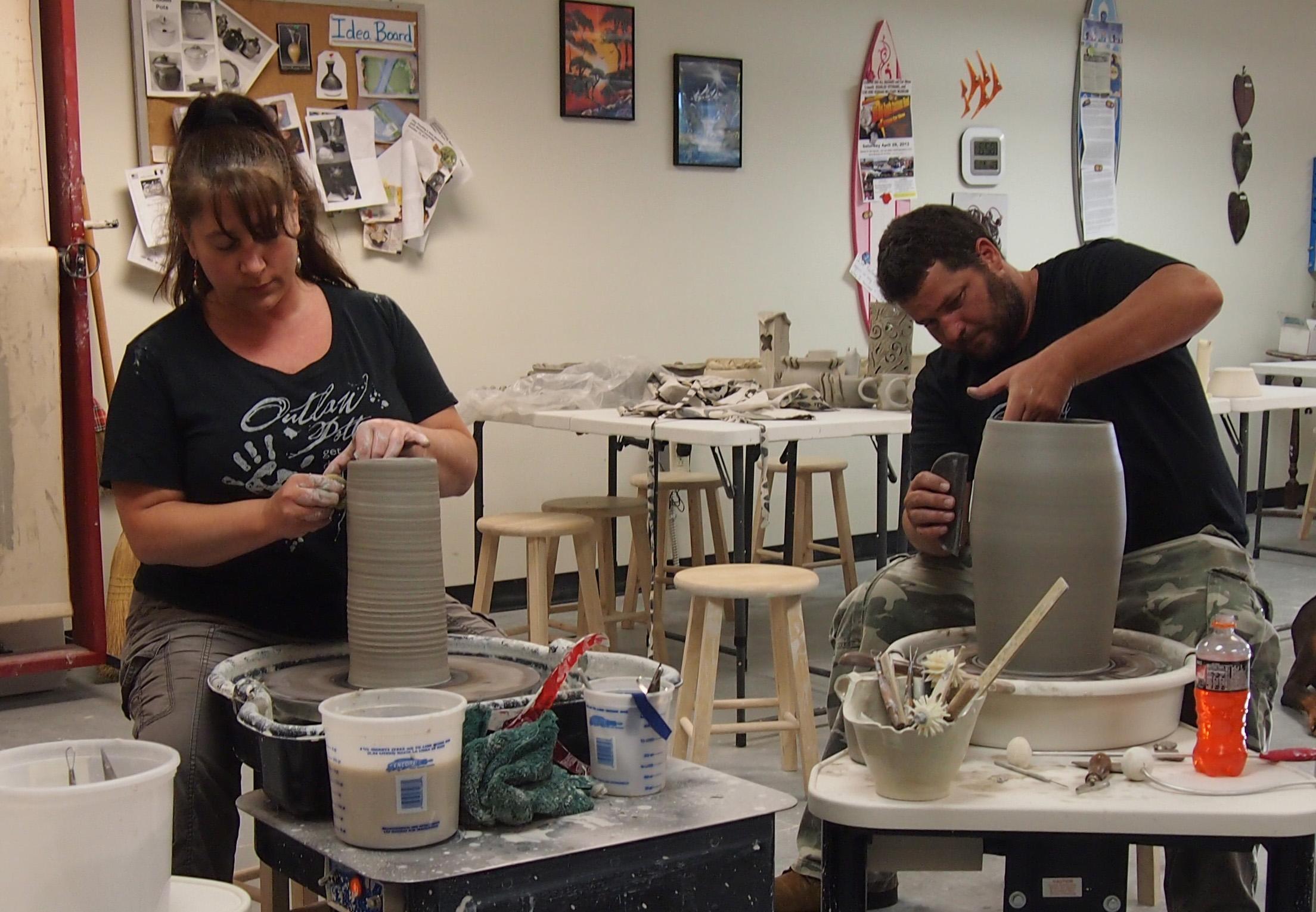 Rosalie De Fini Outlaw and Jason Outlaw of Outlaw Pottery School