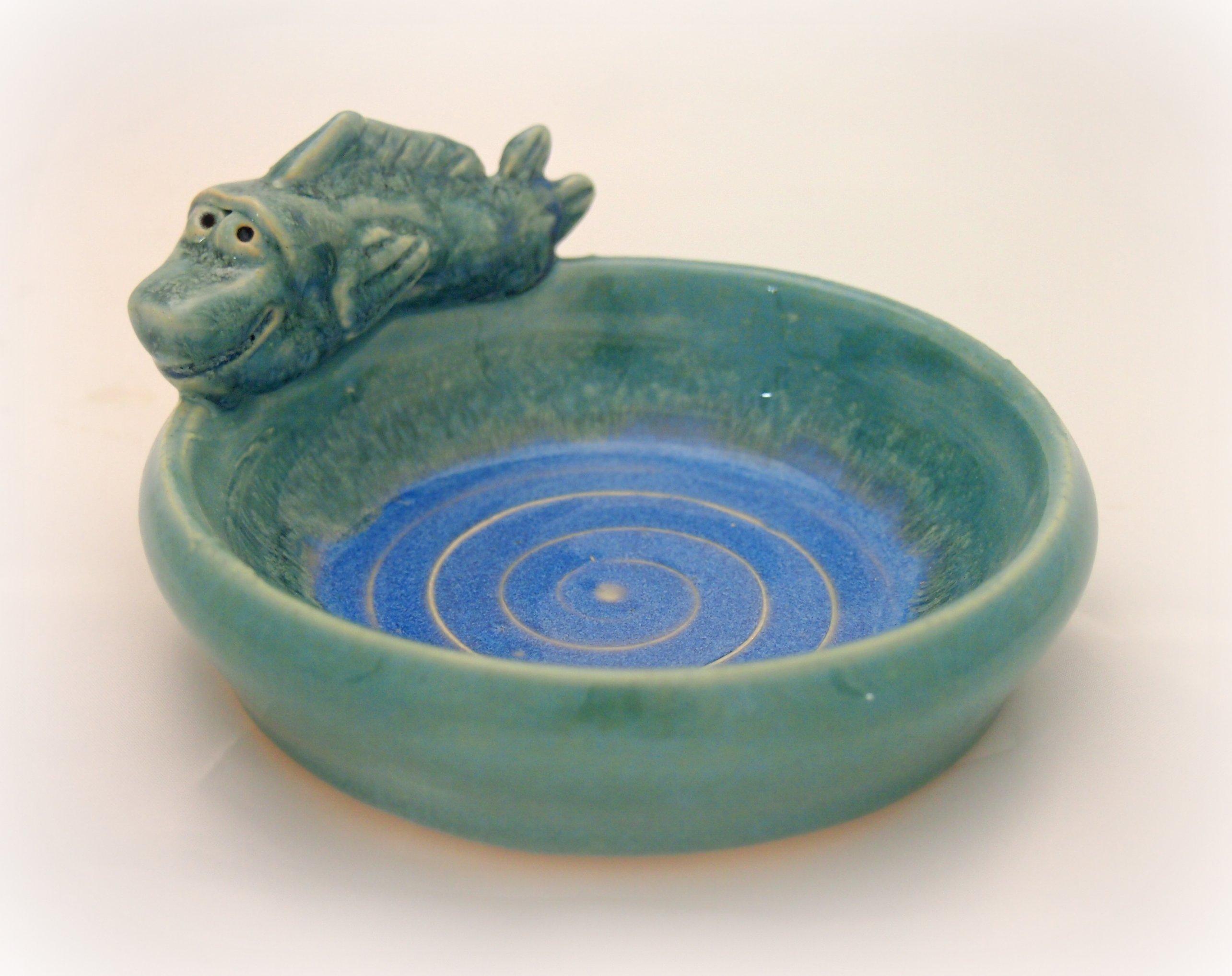 Stoneware pottery fish bowl by Rosalie De Fini Outlaw and Jason Outlaw of Outlaw Pottery