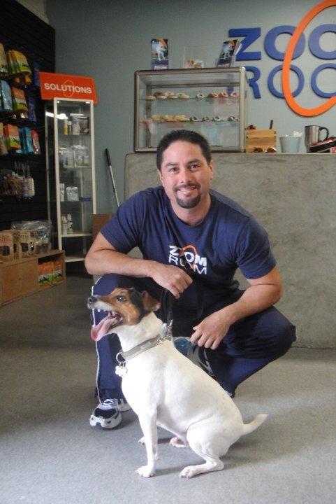 Owner and Trainer David Essex with dog, Paxton.