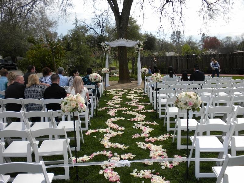 Swirl petal aisle, stand arrangements and altar