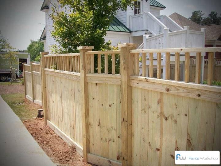 Wood privacy fence with lattice top fence