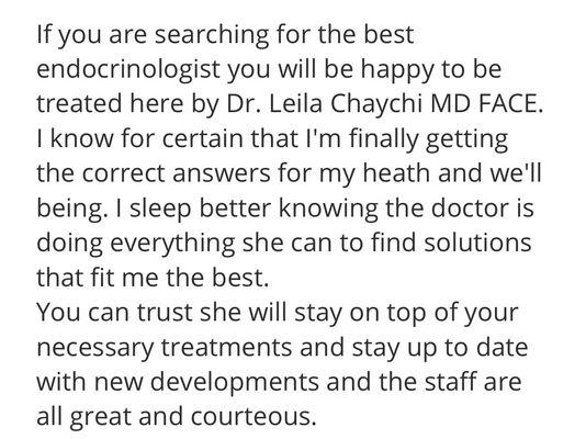 My review and recommendation for Doctor Leila Chaychi MD FACE  Lala Melgoza( Esmeralda Melgoza Gallo) Alameda CA 94501