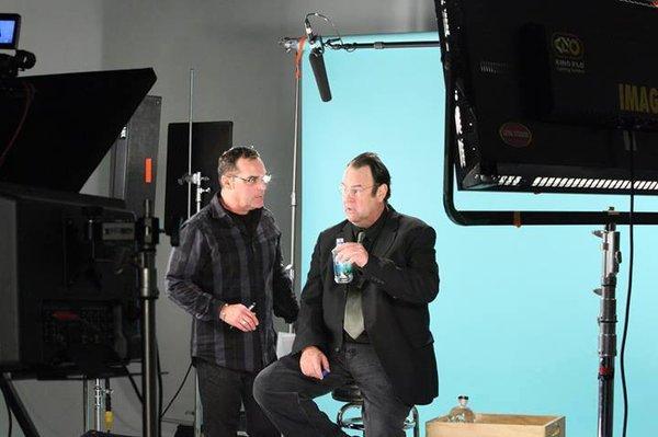 Producer/ Director Bob Bekian working with Dan Aykroyd on a Crystal Head Vodka Spot at Loyal Studios