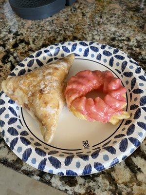 Delicious apple Turnover with a strawberry crueler