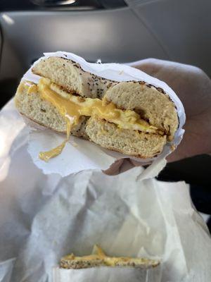 Egg and cheese on bagel