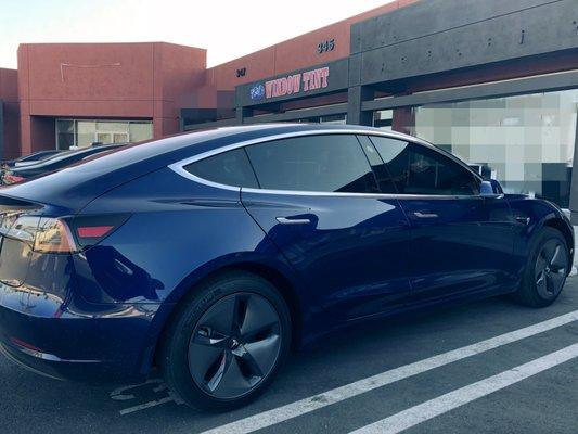 Tesla Model 3. SunTek Nano-Ceramic 70% windshield, Two Front 20%, and Rear. 40% Sunroof.