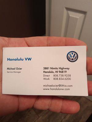 Business card of the worst service manager ever