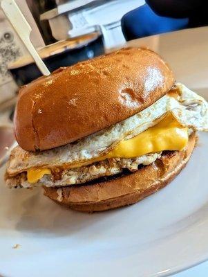 Yum, this is a very delicious sando! sausage egg and cheese