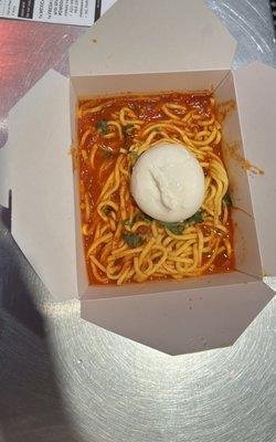 spaghetti with burrata