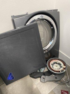 Washing machine in pieces