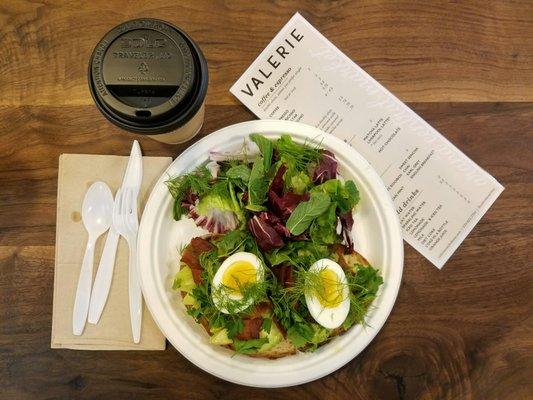 Avocado and Egg (+bacon) Tartine