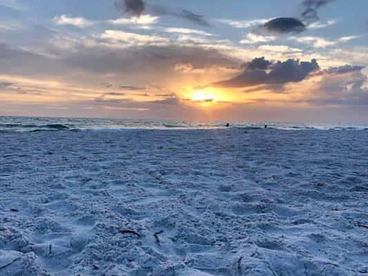 The beach at sunset