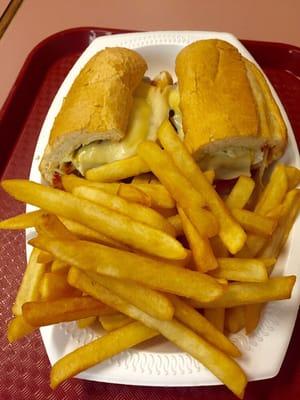 1/2 Cheese Steak sub with French Fries