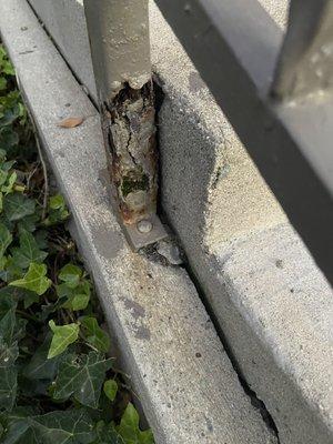 Rusted stair hand rail