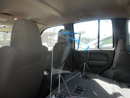 Steve loaded the plexiglass inside the vehicle and even taped it down :)