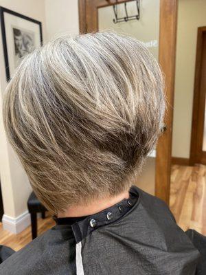 Sophisticated bob with silvery highlights