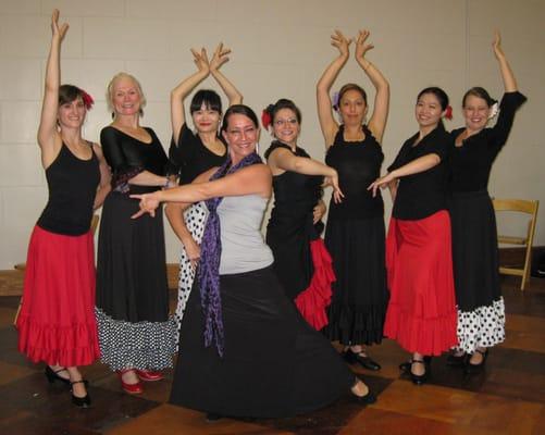 Teacher Juana Cala and her Flamenco I students