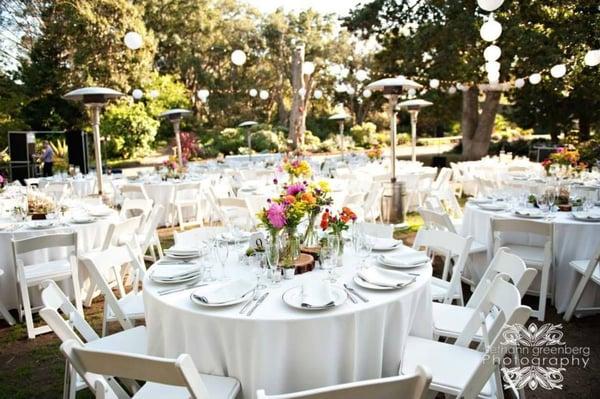 Wedding set up at the San Diego Botanic Gardens