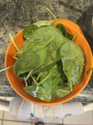 The entire bowl of spinach that I picked out of my salad thinking I could salvage some of the $25 overpriced salad.