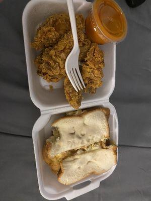 Chicken St. Paul sandwich and wings