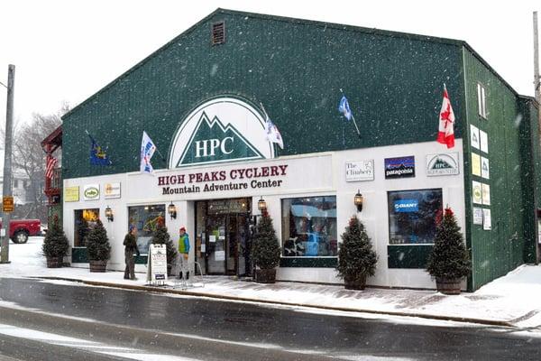 The store looks good in the snow.