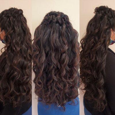 Wedding hair style  half updo curls and waves