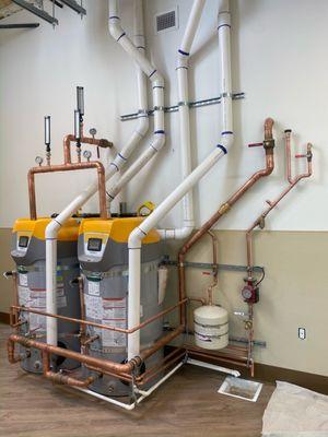 Installation for commercial water heaters.