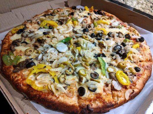 One of the best veggie pizzas I've had! Medium Veggie Pizza, 14" for $19.