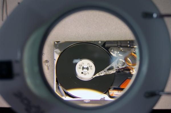 Hard drive opened in cleanroom