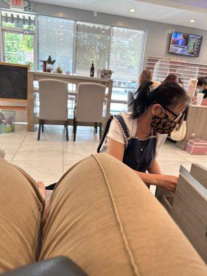 Nancy gave me a Jasmine Pedicure . I will return . She was so kind.