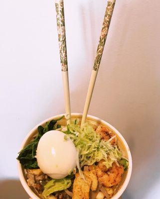 vegan Miso Vegan Spicy with an added egg and deluxe toppings