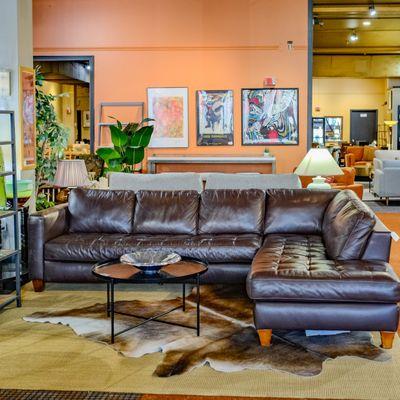 Brown Leather Sectional Sofa inside of our Tacoma Furniture Showroom