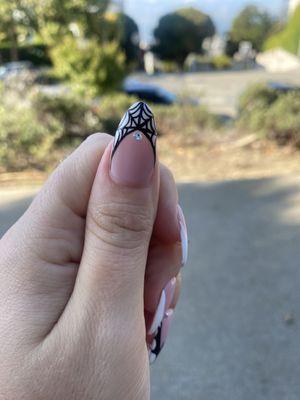 Spider web nail art for Halloween