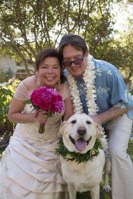 Kathy and Billy at our 40th Wedding Vow Renewal in February 2013 with our Sweet Pup Marley.