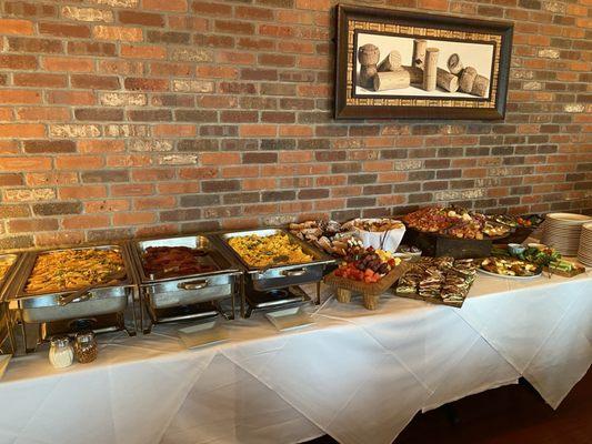 Buffet style food for baby shower