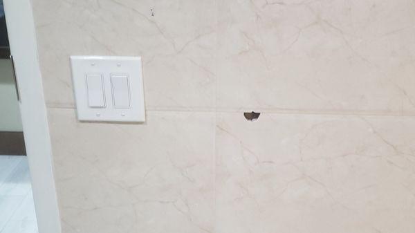 Hole in bathroom wall