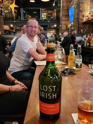 Tim with the new Lost Irish Whiskey! Awesome!