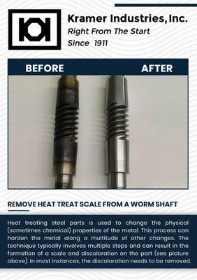 Remove Heat Treat Scale From a Worm Shaft