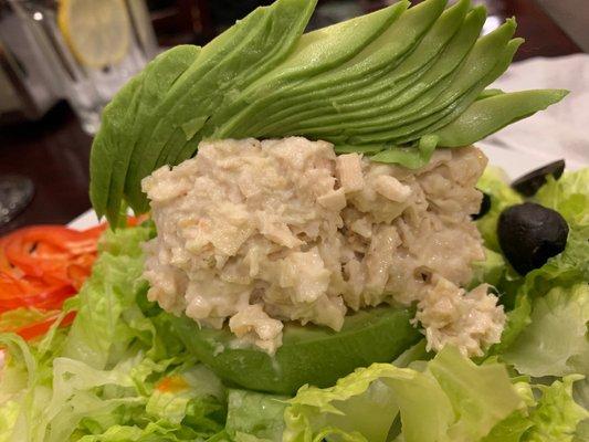 Avocado with chicken salad