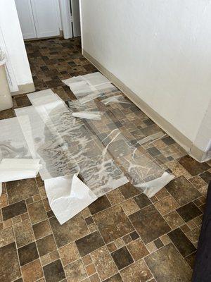 Flooded kitchen floor