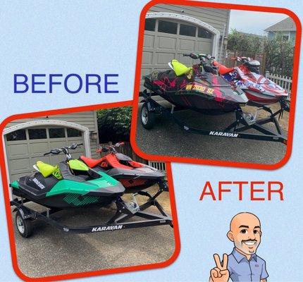 Before & After pictures of our 2021 SeaDoo Sparks