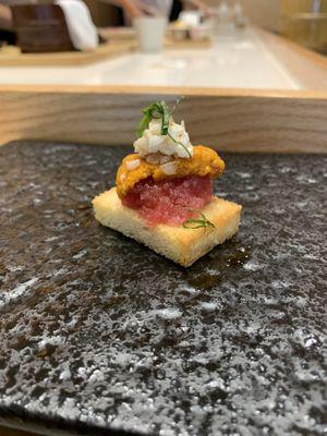 Toro with uni on toast