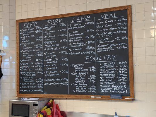 Meat menu