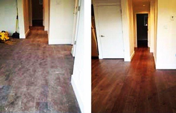 Hallway before and after.