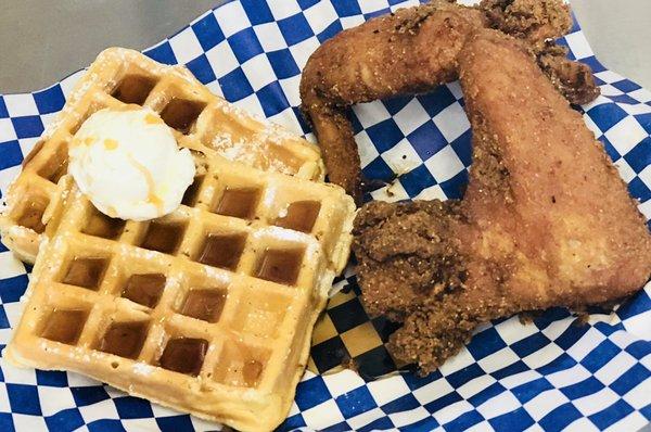 Southern fried chicken wings and waffles