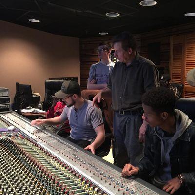 Students using the Neve in Studio A